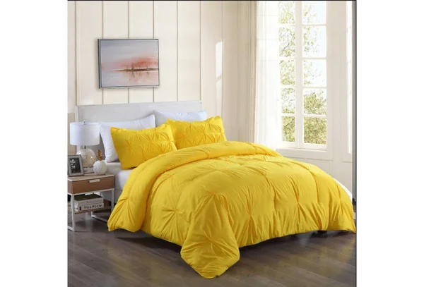 Lotus Home Water and Stain Resistant Pintuck Microfiber Comforter Mini Set, Size: King, Fig