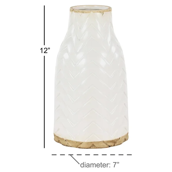 Carson Carrington Tannaker Round Chevron Ceramic Vase