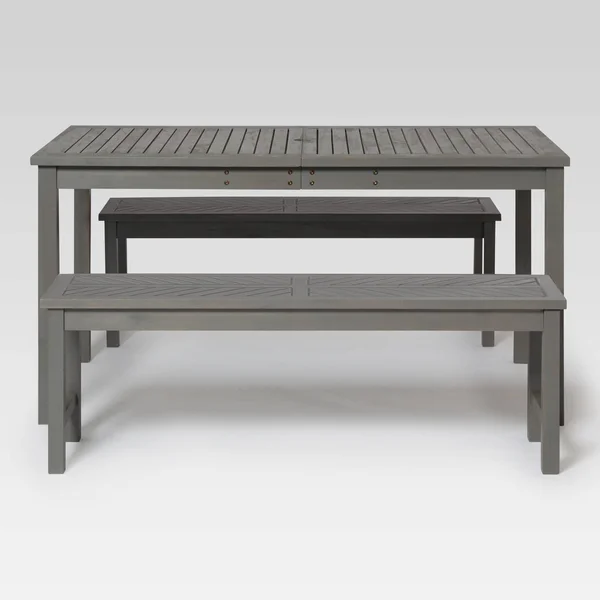 3PC Coro Chevron Outdoor Patio Dining Set Gray Wash - Saracina Home