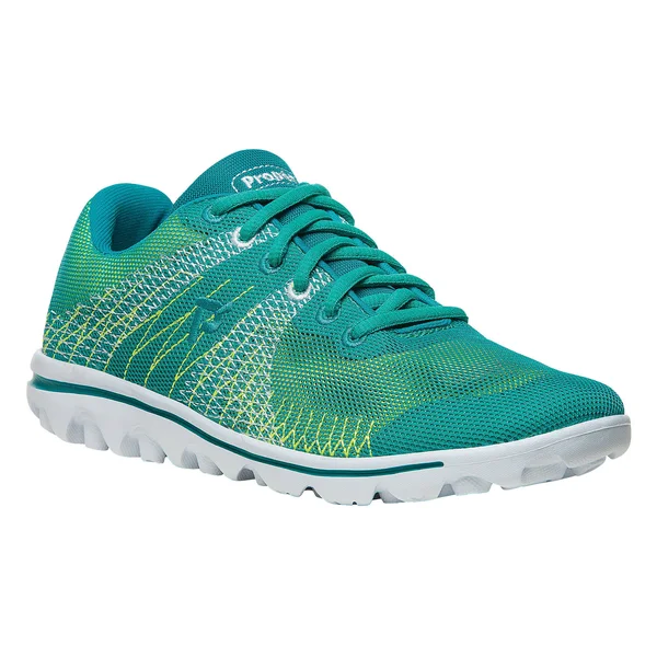 Women's Propet TravelActiv Knit Green Yellow - in Size 6.5