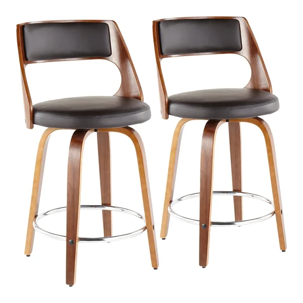 Carson Carrington Alingsas Mid-Century Modern Counter Stool (Set of 2) - N/A, Brown