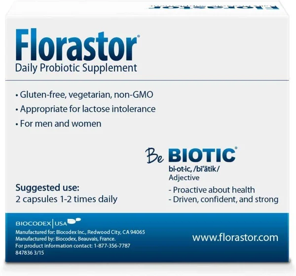Florastor Daily Probiotic Supplement for Men & Women - 250 mg, 50 Capsules