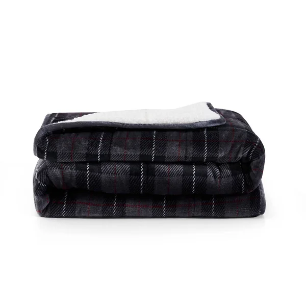 Rejuve 10lb Shiny Flannel Sherpa Weighted Blanket - Plaid Grey