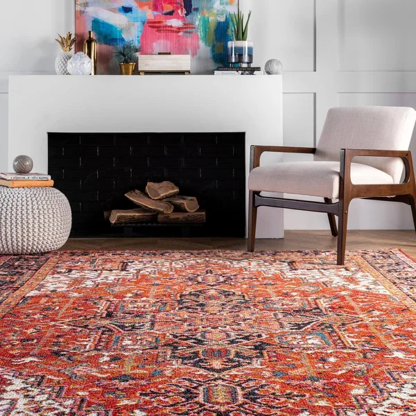 nuLOOM Rugs Indoor/Outdoor Transitional Emblem Patrice Orange 8& 10x22 x 12& Area Rug