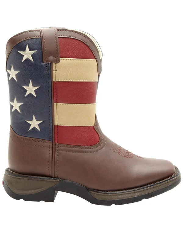 Durango BT245 Lil 8 inch Patriotic Pull-On Boot - 4.5 Brown/Flag