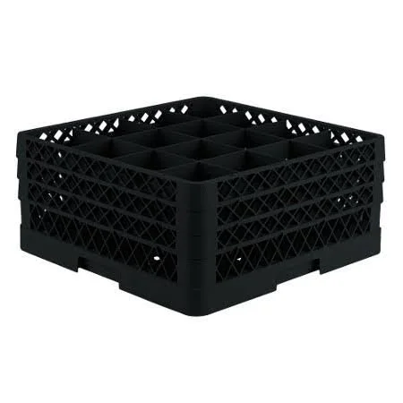 Vollrath TR8DDA-06 - Traex Full Size Black 16 Compartment Rack w/ 2 Extenders & Open Extender
