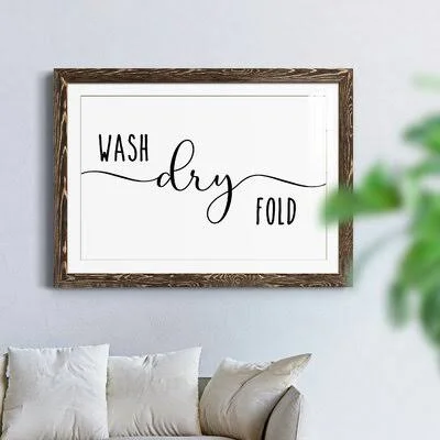Wash Dry Fold - Picture Frame Textual Art Trinx Frame Color: Walnut Framed - Size: 23x22 H x 32x22 W x 1x22 D