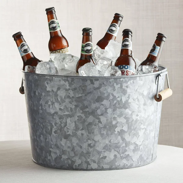 Crate and Barrel Galvanized Beverage Tub - Silver Metallic