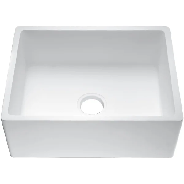 Anzzi K-AZ221-1A Roine Farmhouse Reversible Apron Front Man Made Stone 24 in. Single Basin Kitchen Sink in White