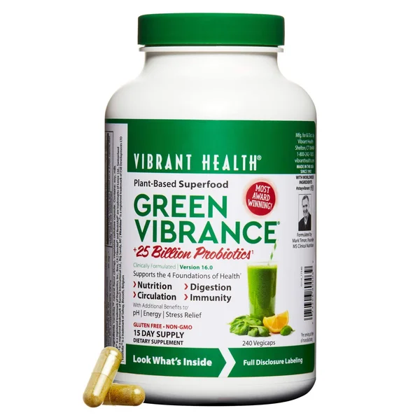 Vibrant Health - Green Vibrance, Plant-Based Superfood to Support (15 Servings)