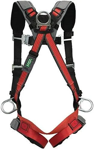 MSA 10105948 Standard Evotech Full Body Style Harness with Qwik-Connect Chest and Leg Strap Buckle, BACK, Hip and Chest D-Ring