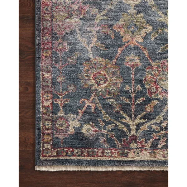Alexander Home Jewel Fringed Floral Vintage Area Rug - 2&-7x22 x 10& Runner - Navy - Multi