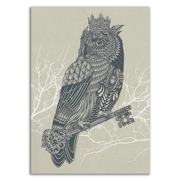 21x22 x 15x22 Owl King by Rachel Caldwell Print on Canvas
