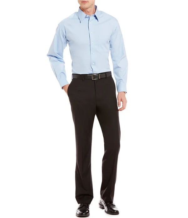 Roundtree Yorke Big Tall Travel Smart Comfort Classic Fit Flat Front Non-Iron Twill Dress Pants - 48 29