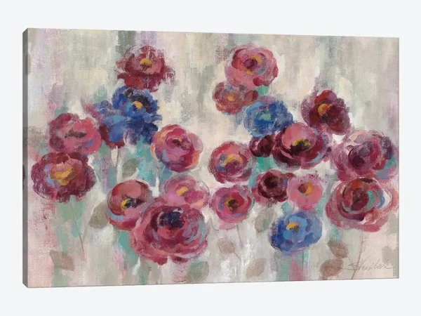 Silvia Vassileva Canvas Art Prints - Frosted Marsala Florals ( Floral & Botanical > Flowers art)