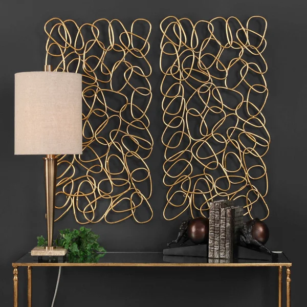Uttermost 04124 in The Loop Gold Wall Art (Set of 2)