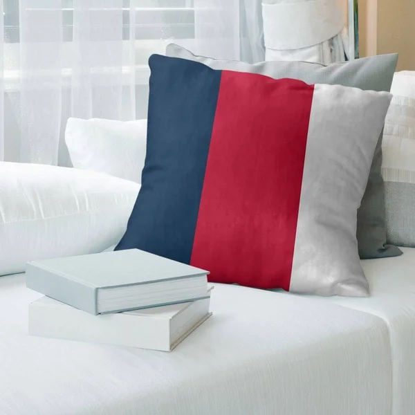 New England New England Football Stripes Pillow (Indoor/Outdoor) - 16 x 16 - Square - Zipper Closure - Large - Polyester - UV Re