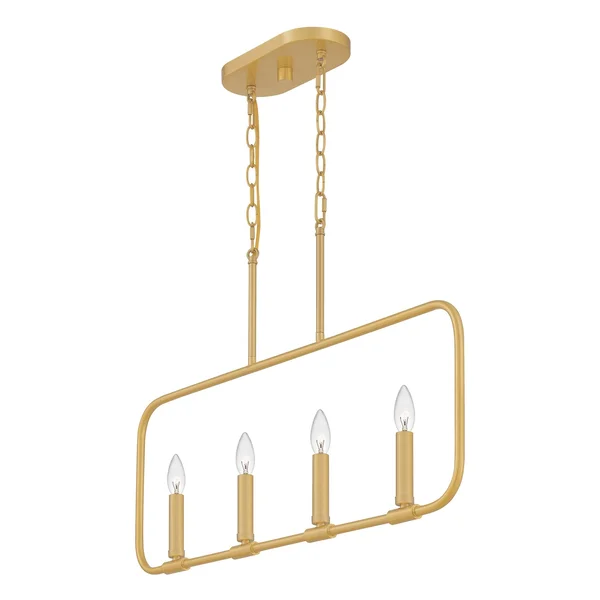 Quoizel ABR432MBK Four Light Linear Chandelier Abner Matte Black