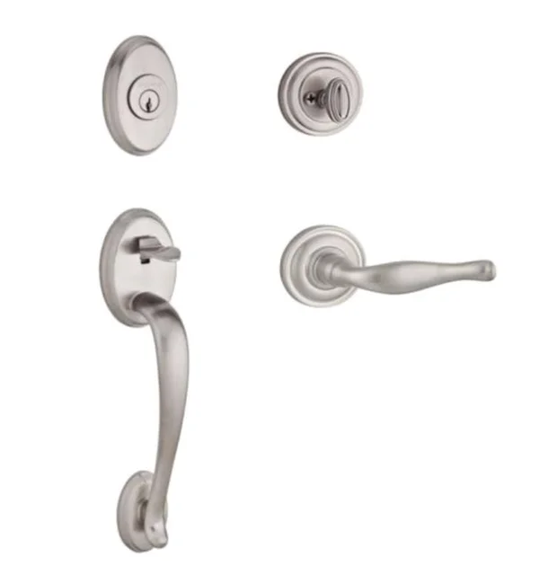 Baldwin SCCOLXDECLTRR049 Reserve Single Cylinder Handleset Columbus x Decorative with Traditional Round Rose in Matte Brass u002