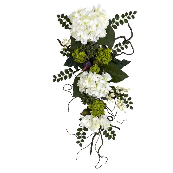 Nearly Natural 28x22 Hydrangea Teardrop - White