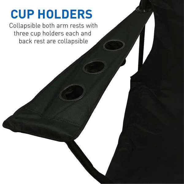 EasyGoProducts Giant Oversized Big Portable Folding Camping Beach Outdoor Chair with 6 Cup Holders! Fold Compact Into Carry Bag