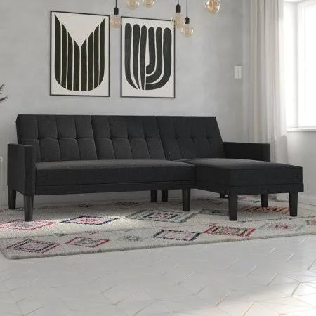 DHP Hudson Sectional Sofa, Dark Gray Linen