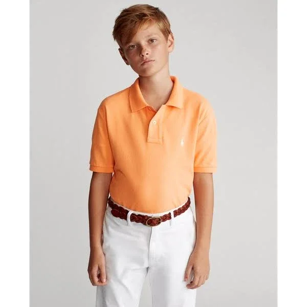 Ralph Lauren Boy's Cotton Mesh Polo Shirt - Size XL in Key West Orange