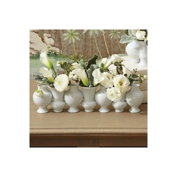 Global Views Chinoise Linear Bud Vase - White