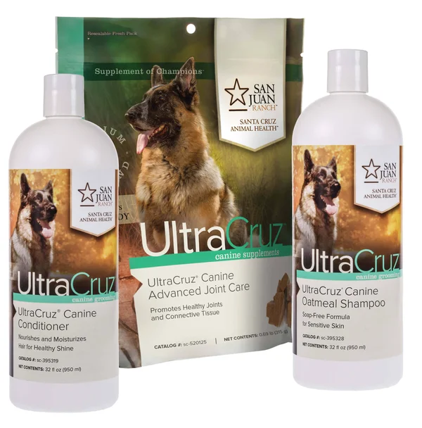 UltraCruz Canine Advanced Joint Supplement (60 Count), Oatmeal Dog Shampoo and Conditioner (32 oz Each) Bundle