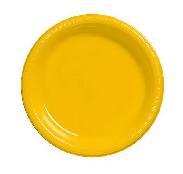 Creative Converting 28102131B School Bus Yellow Banquet PLATE - Plastic, Solid Bulk (Case of 600)