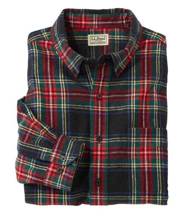 Scotch Plaid Flannel Shirt, Traditional Fit Black Medium, L.L.Bean