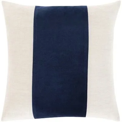 Kat Striped Throw Pillow Color: Navy/Ivory - Size: 20x22 H x 20x22 W, Fill Material: Down