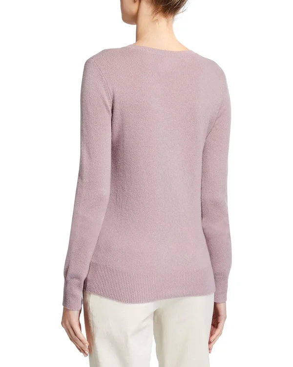 Neiman Marcus Cashmere Collection Classic Crewneck Cashmere Sweater, Iris, Women's, XL, Sweaters Cashmere Sweaters