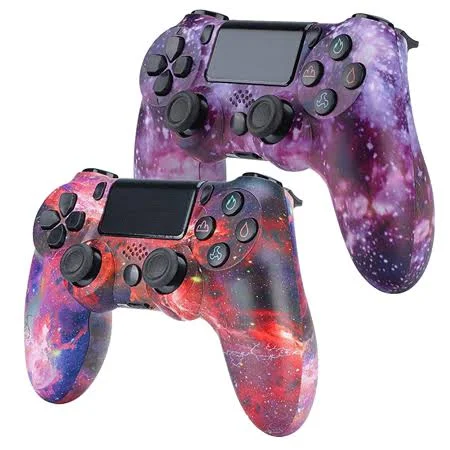 2 Pac Wireless PS4 Controller - PlayStation 4 Game Controller, with Dual Vibration and Charging Cable (Red+Purple)