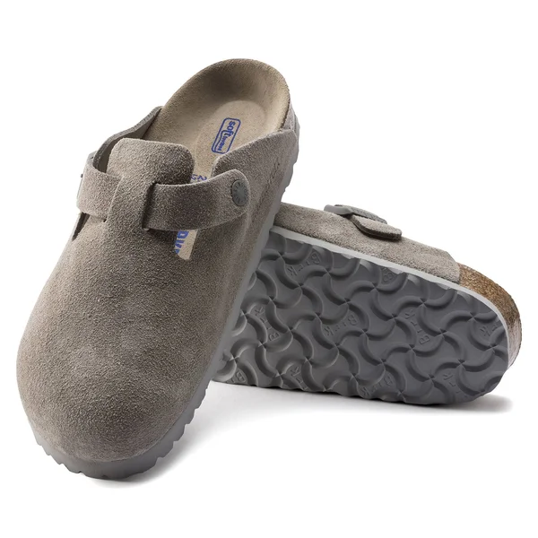 Birkenstock Boston Suede Leather Stone Coin Clogs
