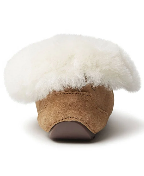 Dearfoams Women's Fireside Brisbane Shearling Moccasin Slipper - Size: 11, Grey Suede