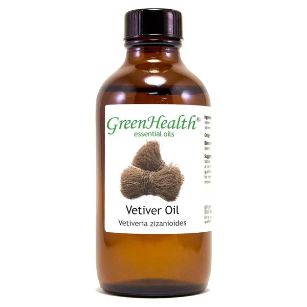 Vetiver - 4 fl oz (118 mL) Glass Bottle w/ Cap - 100% Pure Essential Oil - GreenHealth