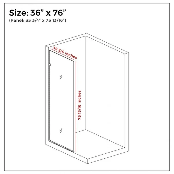 Milan Stationary Panel Shower Screen 36 x 76 inch Clear Glass, Brushed Nickel Finish
