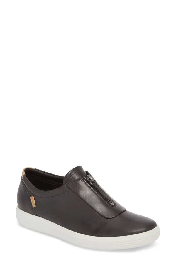 Women's Ecco Soft 7 Zip II Sneaker, Size: 36, Black