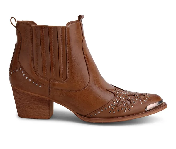 Wanted Lonestar Western Inspired Ankle Bootie Women's Shoes - 7 - Tan