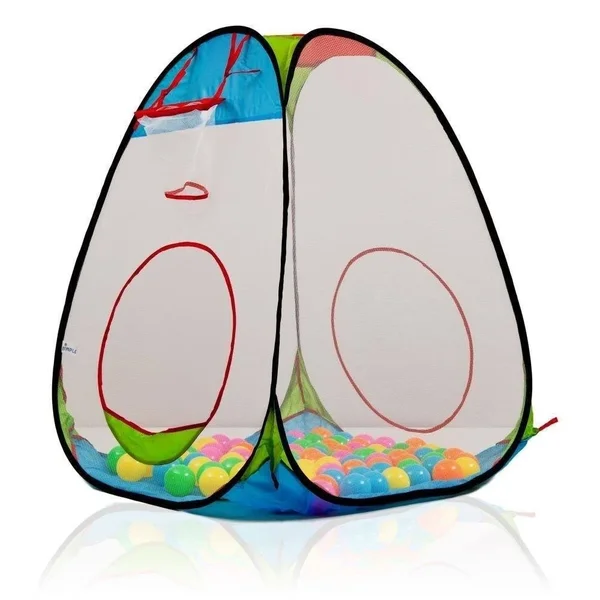 Dimple Childrens Pop Up Playhouse Tent with Set of 100 Colorful Balls Ball Pit with Basketball Hoop, for Indoor and Out