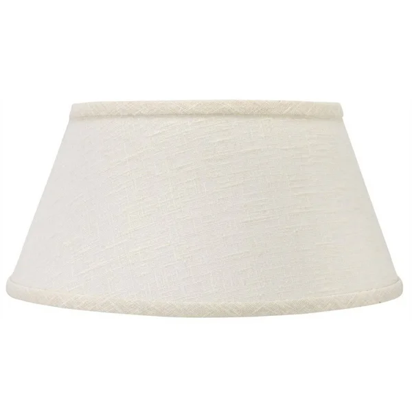 White Linen Shallow Oval 12 inch Vintage Bouillotte Style Lampshade, 6 x 10 in