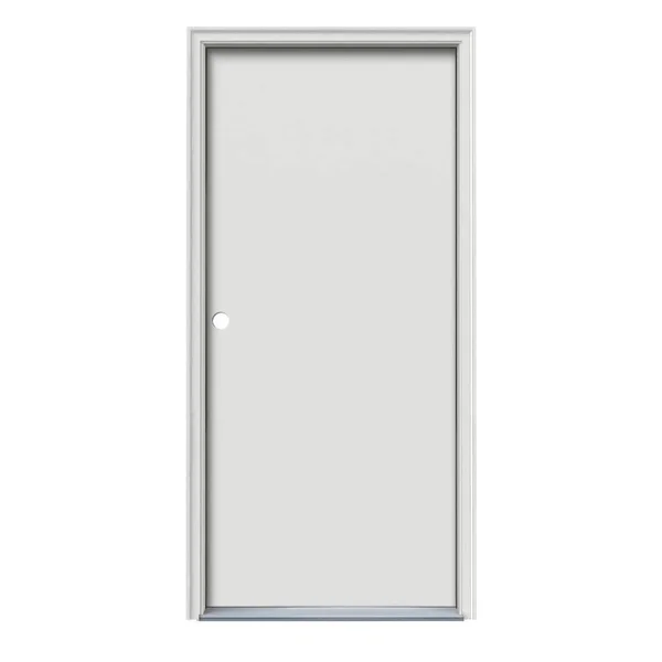 ReliaBilt 36-in x 80-in Steel Right-Hand Inswing Primed Prehung Single Front Door with Brickmould in Off-White - 14622