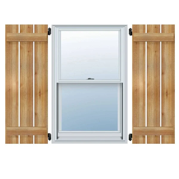 Ekena Millwork RBS06S17X049RWR 17 1/8x22W x 49x22H TimberCraft Three 5 3/8x22 Boards Spaced Board-n-Batten Shutters - Rough Sawn