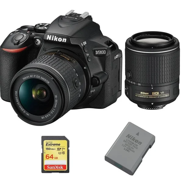 Nikon D5600 Dslr Camera with 18-55mm Lens - Speedlight Flash and Accessories