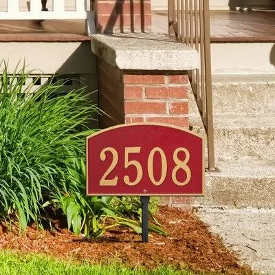 Legacy 1-Line Lawn Address Sign Old Century Forge Finish: Red - Gold