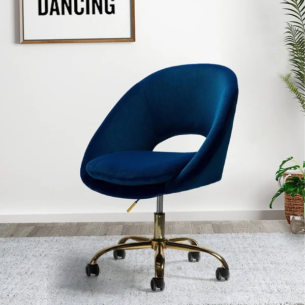 Savas Mid-Century Modern Upholstered Swivel Task Chair - Navy