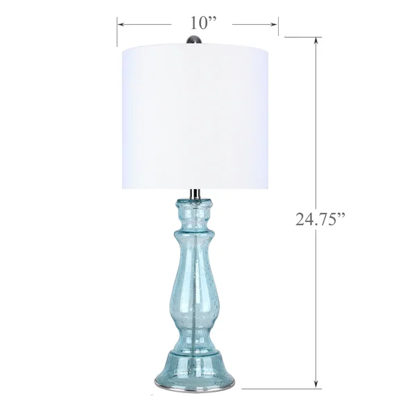 Grandview Gallery 25 in. Champagne Pearl Glass Table Lamp with Baluster-Inspired Body and White Silk-like Drum Shade (2-Pack)