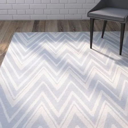 Wrought Studio Martins Hand-Tufted Wool Blue/Ivory Area Rug - Size: 6'