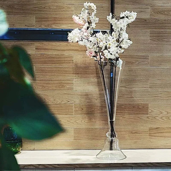 2 Clear 32 in Tall Reversible Glass Trumpet Vases Centerpieces